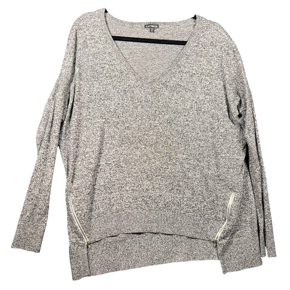 EXPRESS WOMEN Size M PULLOVER TOP SWEATER LONG SLEEVE GREY OVERSIZED